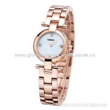 New Rose Gold Japan Movement Women's Stainless Steel Watch, Customized Colors and Logos Welcomed